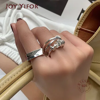 Минималистичные обручальные кольца из стерлингового серебра 925 пробы Для женщин, креативный дизайн, Модные Элегантные геометрические украшения для вечеринок, подарки