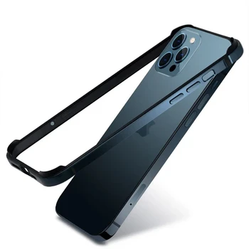Чехол-Бампер Для iPhone 14 13 12 11Pro Max 13 12 Mini 14 Plus 12Pro 11Pro 14pro XR XS Алюминиевый Металлический Телефон Синий Черный Аксессуары