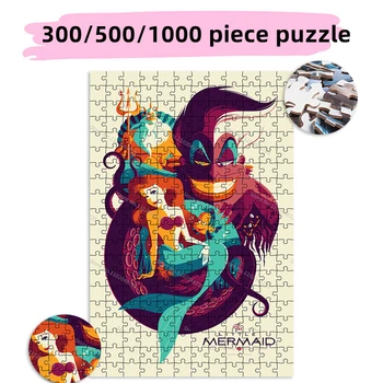 300 500 1000 Штук, пазлы бренда Little Mermaid Disney, творческие игры, Развивающие игрушки, Коллекция Хобби для детей и взрослых