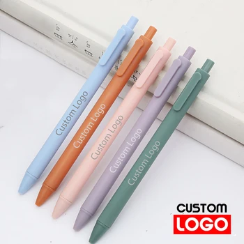 Простая гелевая ручка нажимного типа для сдачи экзамена в офисе, Ручка для печати с пользовательским логотипом, выгравированным именем, Подарочная ручка - D00002