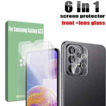 Защитные пленки из закаленного стекла для Samsung Galaxy A23 Спереди и объектива камеры с Защитой от царапин HD Защитная пленка для Galaxy A23