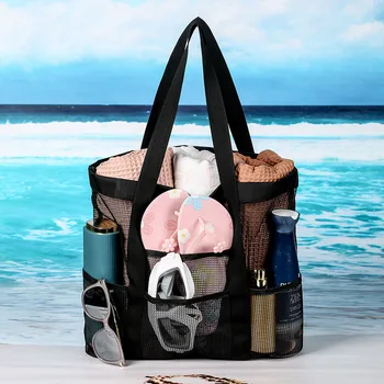 Сумка для душа, Сетчатая подставка для душа с водонепроницаемой сумкой и карманом для тапочек, Большая Подвесная Переносная пляжная сумка-тоут для душа