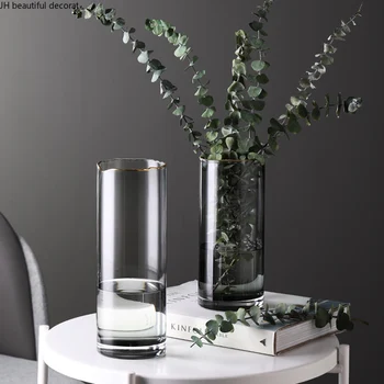 Современная и простая золотая ваза для гостиной, цветочная композиция, стеклянная прозрачная вода, культура скандинавского декора дома