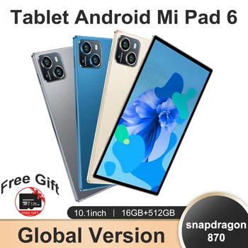 Планшет Android Mi Pad 6 Глобальная версия 10,1 Дюймов HD 16G + 512 ГБ с клавиатурой Tableta 5G, двумя SIM-картами или Wi-Fi, планшеты Google Play